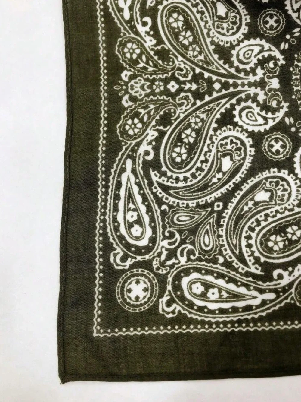 Olive Green Paisley Bandana Scarf - Women's Neck Wrap